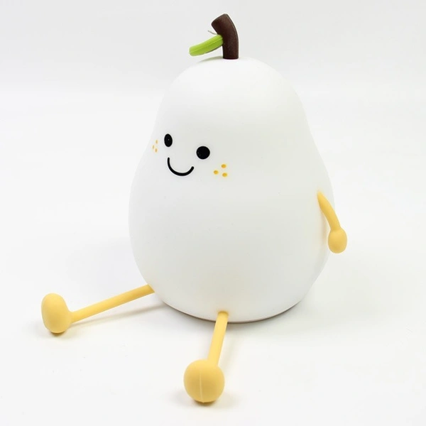 Rechargeable LED Pear Fruit Night Light – Soft Warm Light, Touch Control, USB Charging, Decorative Lamp