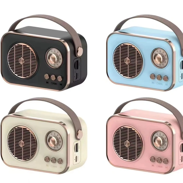 MZ M209 Mini Portable FM Radio Speaker with USB, TF Card & LED Light – Rechargeable Retro Look