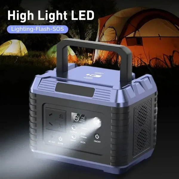 300 W Portable Solar Power Station – Outdoor Solar Generator with Pure Sine Wave, Multiple Outputs, Wi-Fi Control