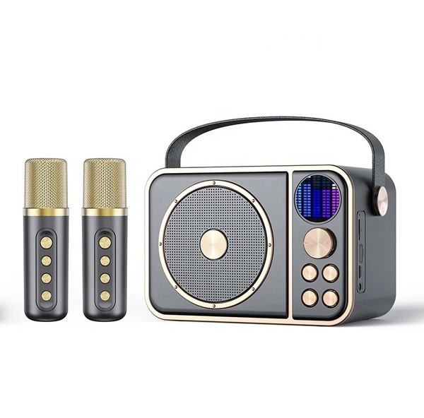YS-302 Super Bass Portable Karaoke Speaker with RGB LED & Dual Wireless Mics