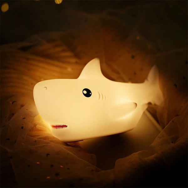 Shark LED Silicone Night Light – Adorable Soft Touch Lamp for Kids & Adults, USB Rechargeable, Dimmable & Color Changing