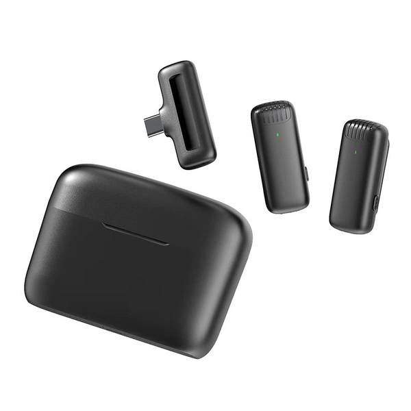J13 Wireless Lavalier Microphone with Charging Case – Noise Cancelling | Clip-On Mic | Plug & Play | 20m Range | For Mobile & Camera