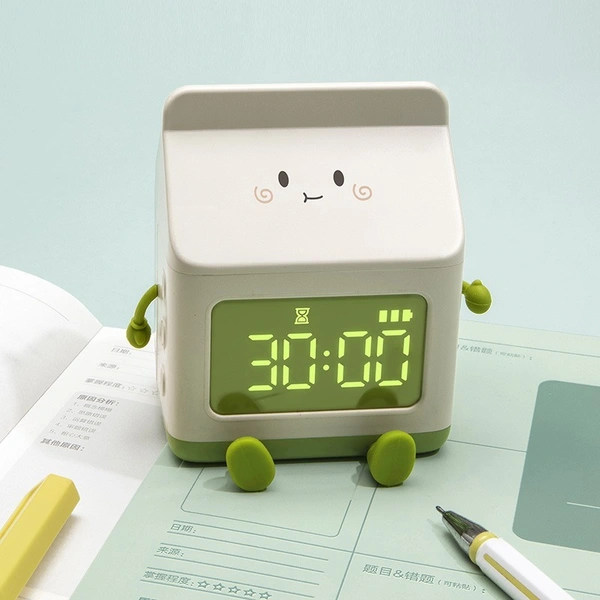 Milk Box Digital Alarm Clock – Large LED Display | Temperature Display | Rechargeable & Stylish