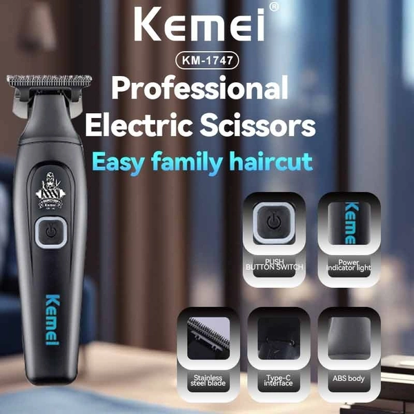 Kemei KM-1747 High Speed Hair Clipper | Professional Cordless Beard & Hair Trimmer