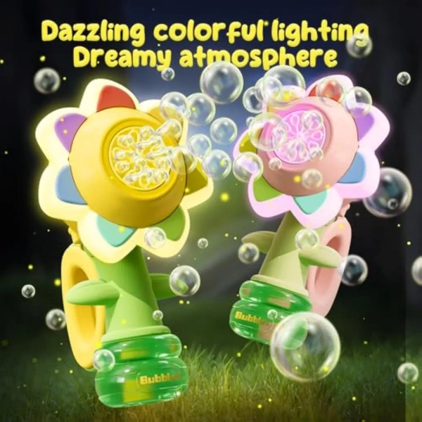 Sunflower Automatic Bubble Machine Toy | Electric Bubble Maker with LED Lights for Kids