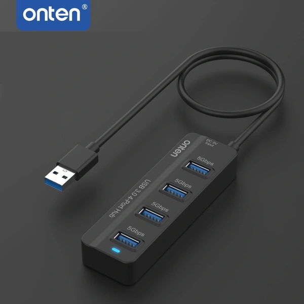 Onten 4-Port USB 3.0 Hub with Individual Power Switches – High-Speed Data Transfer & Charging