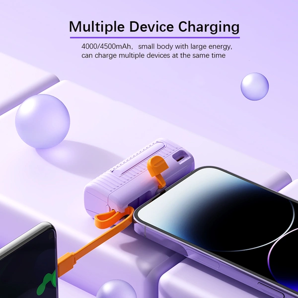 2025 5000mAh Built-in Cable Power Bank – Ultra Compact with 22.5W Fast Charging