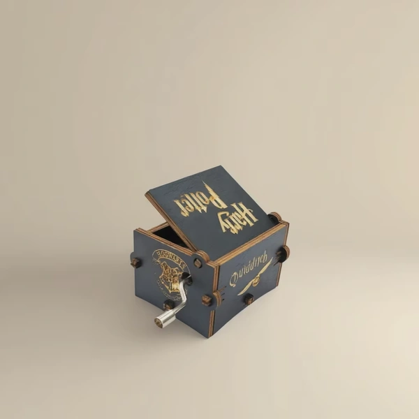 Harry Potter Wooden Hand Crank Music Box – Laser Engraved Mini Gift Box for Potterheads