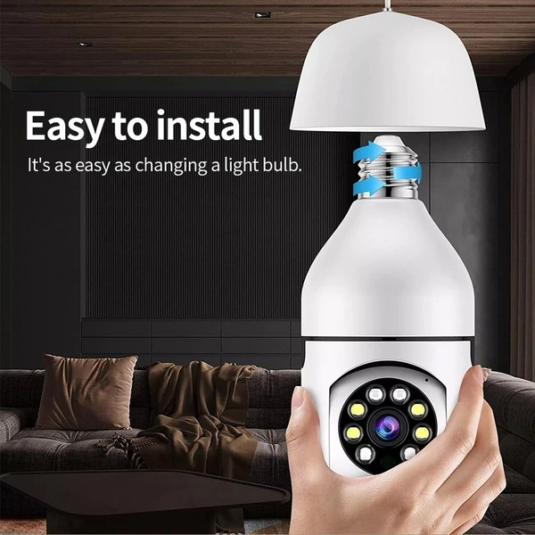 Wireless Smart Home Surveillance Camera, WiFi, 3MP, E27 Bulb, 4X Digital Zoom, AI Human Detection, Full Color, Night Vision, Surveillance Cameras