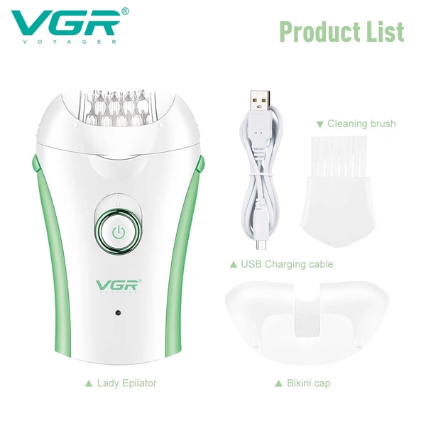 VGR V-705 Epilator for Women – 32 Tweezers System, LED Light, USB Rechargeable