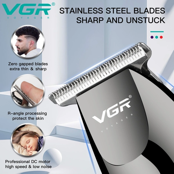VGR V-030 Electric Hair Clipper – Precision T-Blade, Rechargeable Cordless Trimmer with LED Indicators