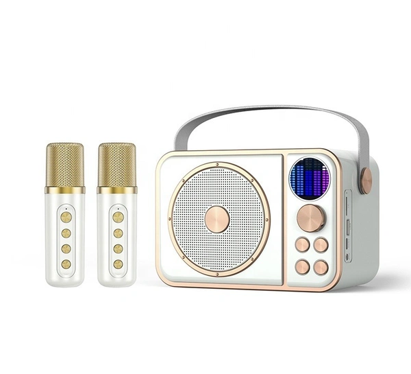 YS-302 Super Bass Portable Karaoke Speaker with RGB LED & Dual Wireless Mics