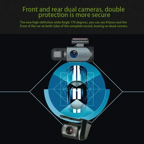 D16 Max Dual Dash Cam Front & Rear | 170° Wide-Angle, Night Vision, 32GB Support, Parking Monitor