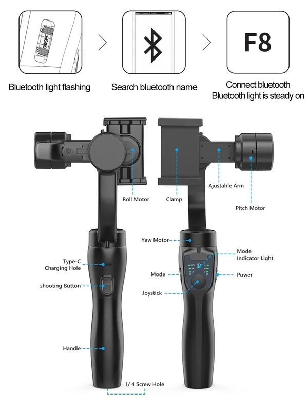 3-Axis Handheld Gimbal Stabilizer for Smartphone & Action Camera – High Precision Video Shooting