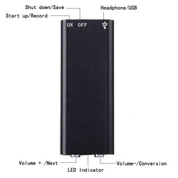 8 GB Mini Digital Audio Voice Recorder – USB Flash, MP3/WAV, VOX, Long-Time Recording