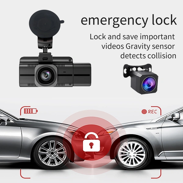F6 3-Channel 4K Dashcam – Front, Rear, and Cabin – WiFi, GPS, Night Vision, Parking Mode
