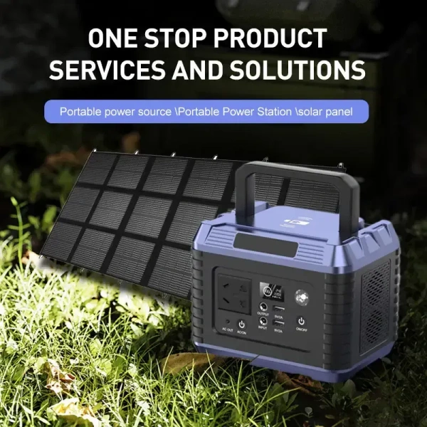 300 W Portable Solar Power Station – Outdoor Solar Generator with Pure Sine Wave, Multiple Outputs, Wi-Fi Control