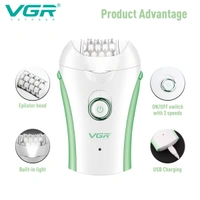 VGR V-705 Epilator for Women – 32 Tweezers System, LED Light, USB Rechargeable