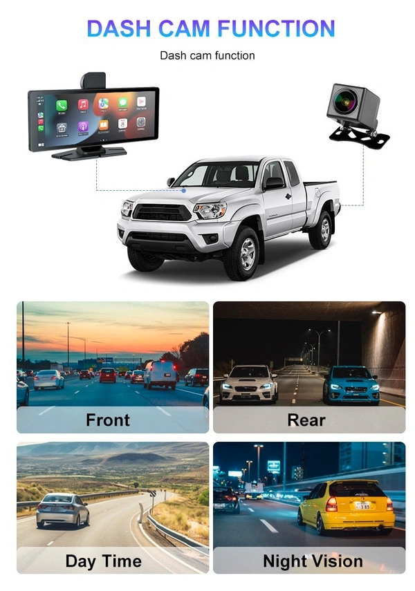H19 | 3-in-1 10.26” Touchscreen Dash Cam | Front & Rear Dual Camera, Reverse Parking Assist, Night Vision, G-Sensor & Loop Recording