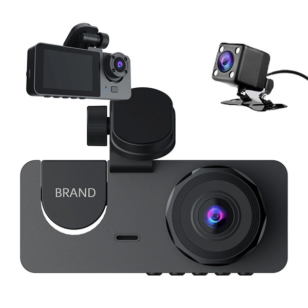 Y15 | 3-Lens Car Dash Cam | Front, Rear & Inside Camera | Full HD Night Vision, G-Sensor, Loop Recording & Parking Mode