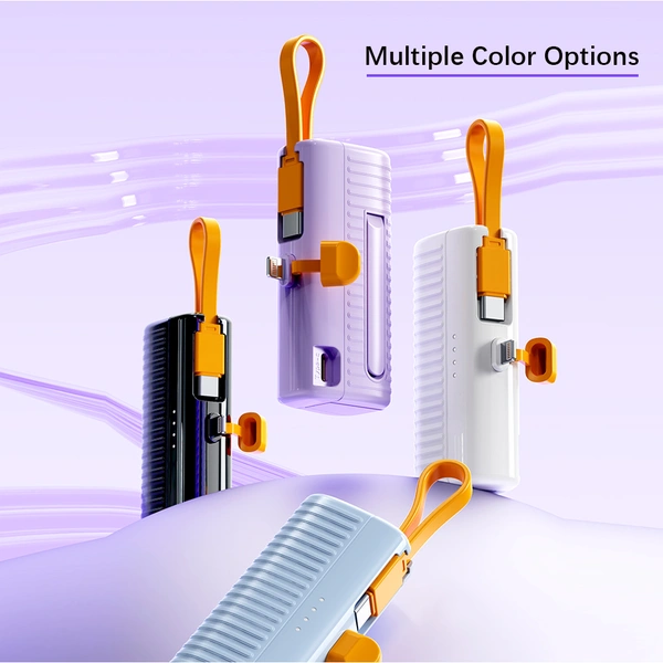 2025 5000mAh Built-in Cable Power Bank – Ultra Compact with 22.5W Fast Charging