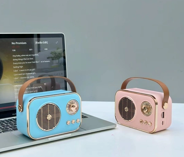 MZ M209 Mini Portable FM Radio Speaker with USB, TF Card & LED Light – Rechargeable Retro Look