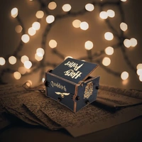Harry Potter Wooden Hand Crank Music Box – Laser Engraved Mini Gift Box for Potterheads