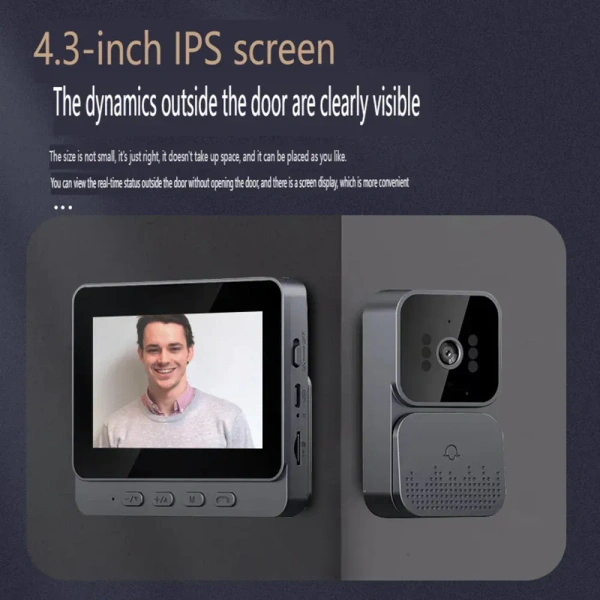 M10 4.3" Wireless Video Doorbell – HD Image, Type-C Charging, Long Battery, Two-Way Audio, Night Vision