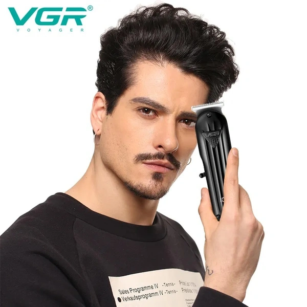 VGR V-982 Cordless Hair Trimmer – LED Display, 120 Min Runtime, 4 Attachments