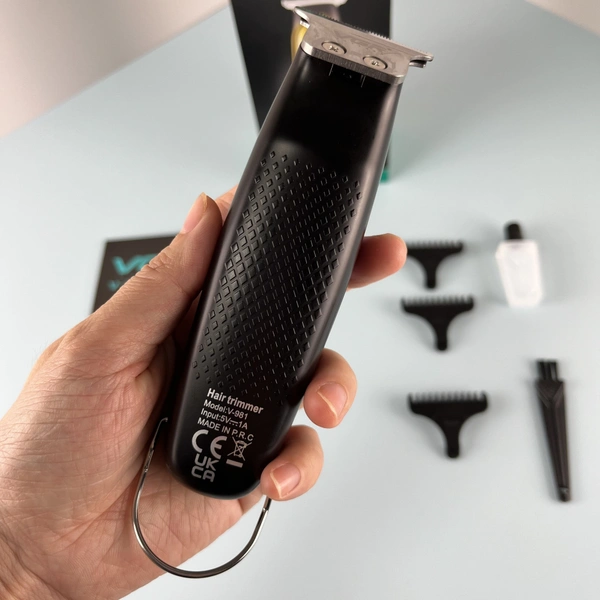 VGR V-981 Professional Hair Trimmer with Precision T-Blade & 3 Attachments – Cordless Salon Clipper
