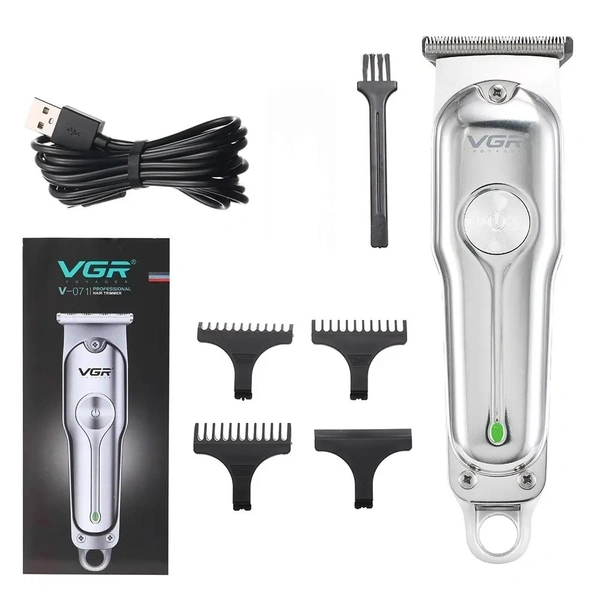 Professional Rechargeable Electric Hair Trimmer V-071 | Precision T-Blade, Red & Green Indicators