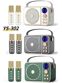 YS-302 Super Bass Portable Karaoke Speaker with RGB LED & Dual Wireless Mics