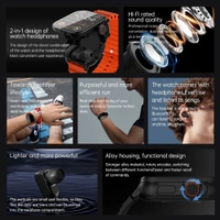 GT8 2-in-1 Smart Watch with Bluetooth Earbuds – Fitness Tracker, Calling, Music, Sports Modes, IP67 Waterproof