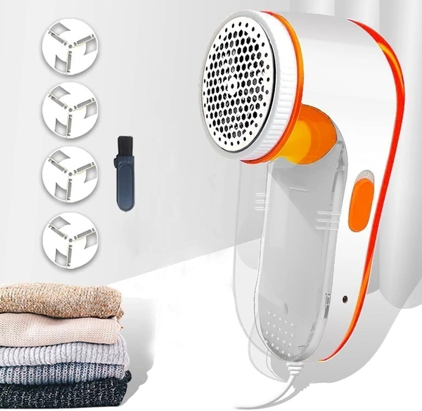 Lint Remover for Woolen Clothes, Electric Lint Remover, Best Lint Shaver for Clothes (White & Orange)