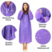 Raincoat -PVC Transparent Water Proof Reusable Poncho Rainwear with Hoodie & Travel Pouch for Adult,Unisex (Pack of 1,Violet)