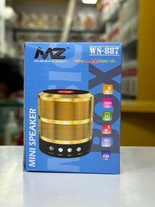 MZ WS-887 Mini Wireless Bluetooth Speaker – Portable 5W Speaker with FM, AUX, USB, TF Card, Mic & High Bass