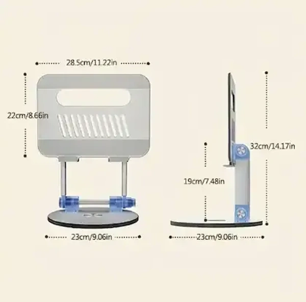 Aluminum Adjustable Ergonomic Laptop Stand with Push-Button – Foldable & Heat Dissipation