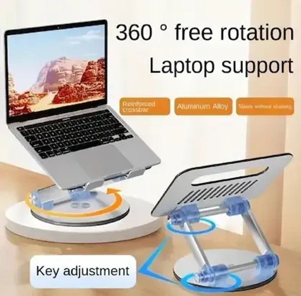 Aluminum Adjustable Ergonomic Laptop Stand with Push-Button – Foldable & Heat Dissipation