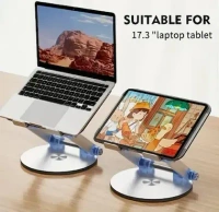 Aluminum Adjustable Ergonomic Laptop Stand with Push-Button – Foldable & Heat Dissipation