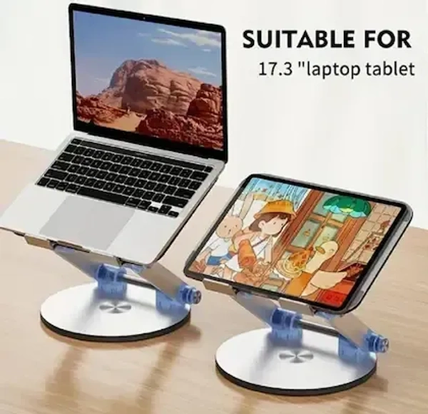 Aluminum Adjustable Ergonomic Laptop Stand with Push-Button – Foldable & Heat Dissipation