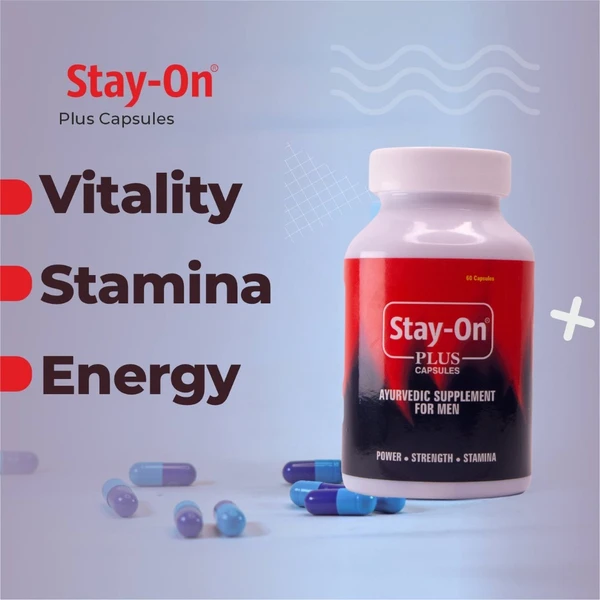 Stay-On Plus Capsules Ayurvedic Supplement for Vitality, Stamina and Energy - 60 Capsules