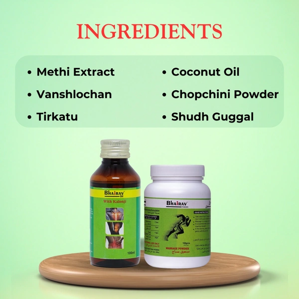 Bhairav Joint Pain Relief Combo – Herbal Oil & Lep for Muscle & Joint Support (2 x 100ml Oil + 2 x 10 Sachets Pack) - 2 x 100ml Oil + 2 x 10 Sachets Pack