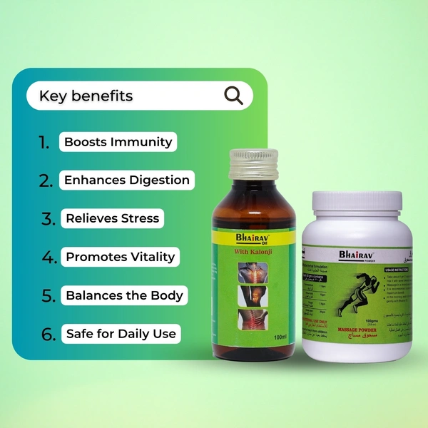 Bhairav Joint Pain Relief Combo – Herbal Oil & Lep for Muscle & Joint Support (2 x 100ml Oil + 2 x 10 Sachets Pack) - 2 x 100ml Oil + 2 x 10 Sachets Pack