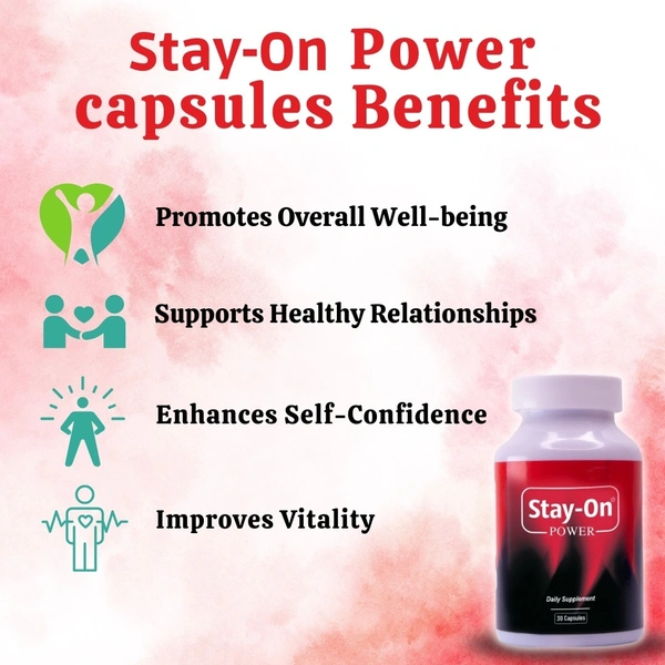 Stay-On Plus Capsules Ayurvedic Supplement for Vitality, Stamina and Energy - 60 Capsules