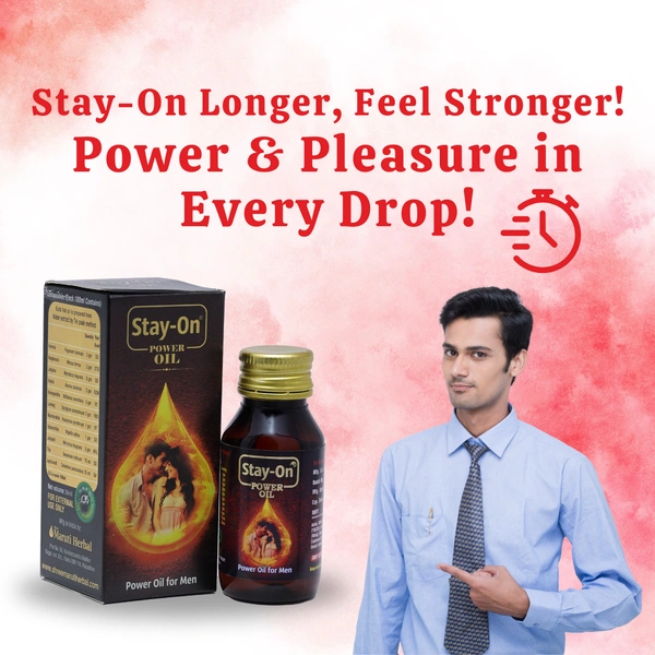 Stay-On Power Oil – Strength & Vitality Massage Oil for Men (1 x 30ml Bottle) - 1 Bottles X 30 ml