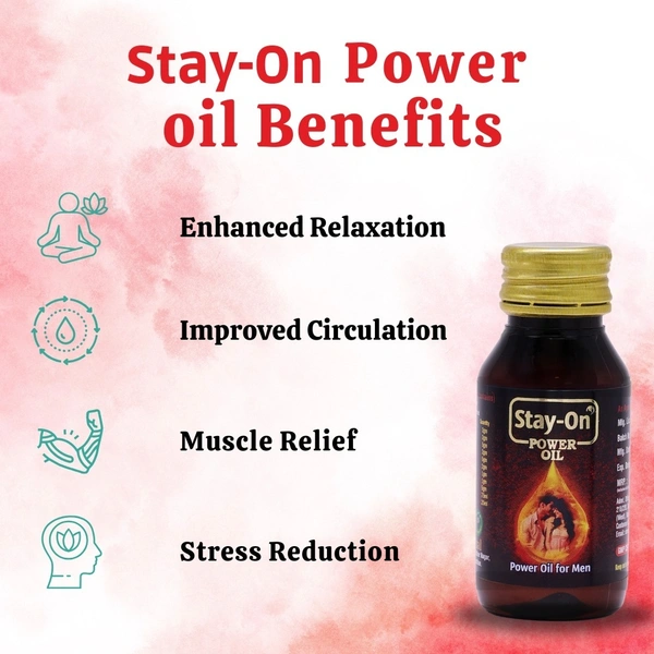 Stay-On Power Oil – Strength & Vitality Massage Oil for Men (1 x 30ml Bottle) - 1 Bottles X 30 ml