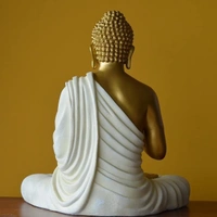 Resin Home Decor Buddha Idol for Living Room (Size:15 inches) (Golden White) - 14 inch