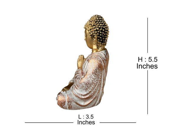 Buddha Showpiece Idol for Home Decor (Set of 3) (Ivory Gold, Free Size)