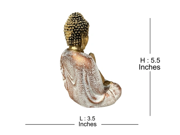 Buddha Showpiece Idol for Home Decor (Set of 3) (Ivory Gold, Free Size)
