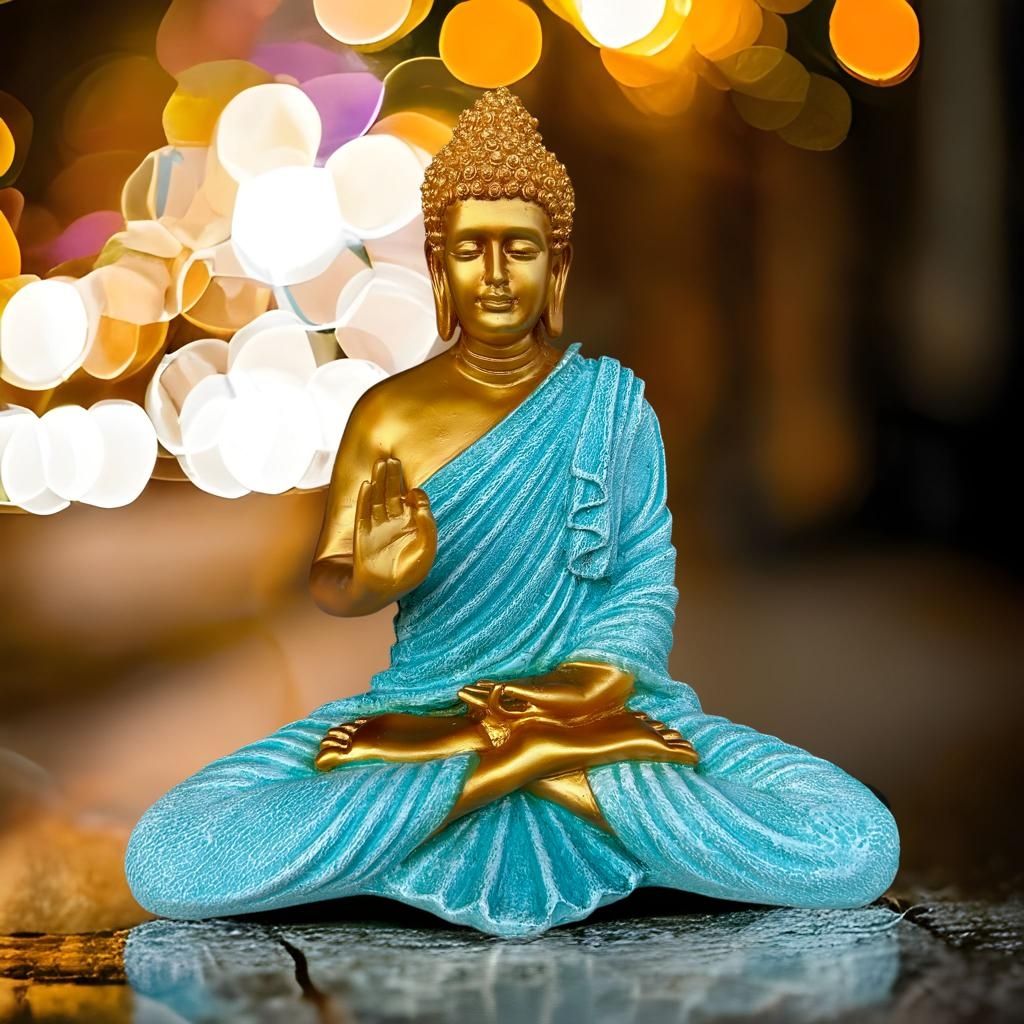 White Buddha on dark background, Buddha statue in blessing pose Stock Photo  | Adobe Stock